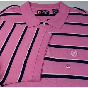 New Ralph Lauren Chaps Mens 3XT (Big & Tall) Polo Golf Shirt Striped Pink NWT